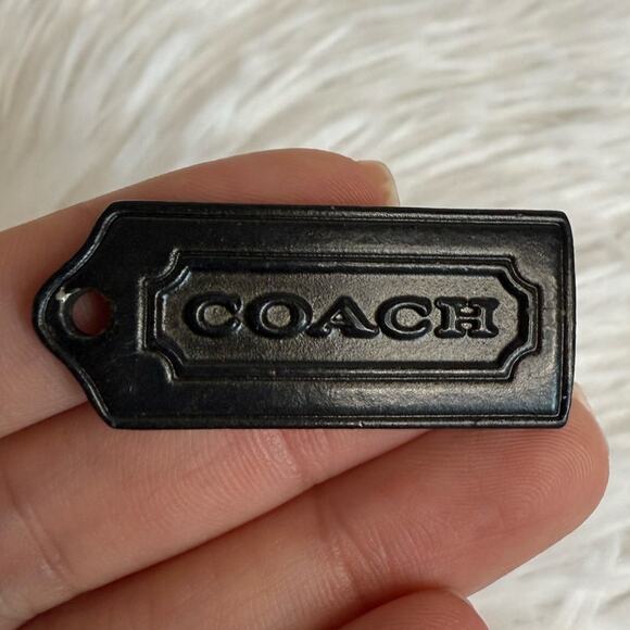 1.5" COACH Black Metal y2k Fob Bag Charm Hang tag Hangtag - Picture 1 of 2